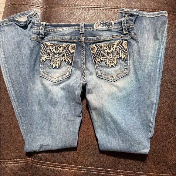 Miss Me Light Blue Boot Cut Jeans with Embroidery - Picture 1 of 4
